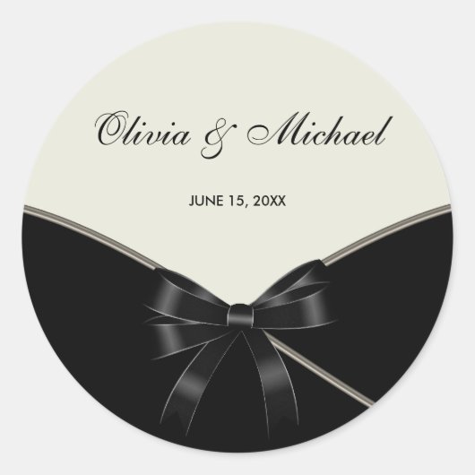 Zwart Ivoor Cream Wedding Favoriet Label Stickers (Voorkant)