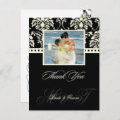 Zwart + Ivoor Damask Dank u foto briefkaarten, Briefkaart (Voorkant / Achterkant)