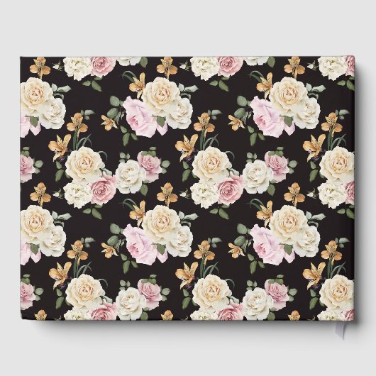 Zwart, Ivoor, Goud Bloemen Vrijgezellenfeest Gastenboek (Achterkant)