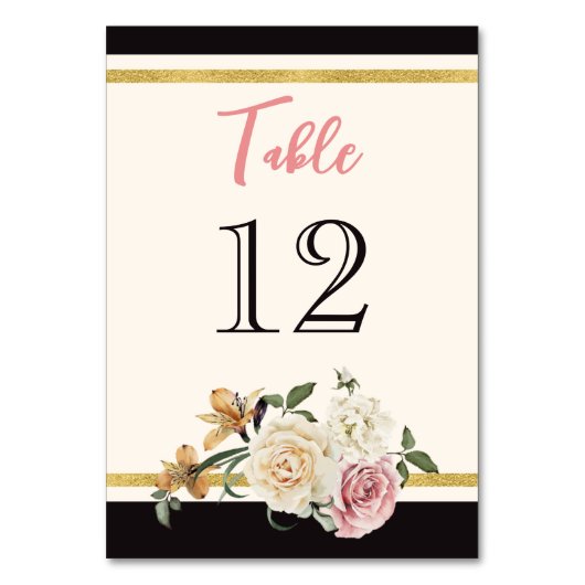 Zwart, Ivoor, Goud Bloemen Vrijgezellenfeest Kaart (Voorkant)