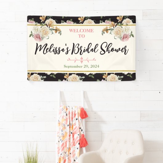 Zwart, Ivoor, Goud Bloemen Vrijgezellenfeest Welko Spandoek (Insitu)