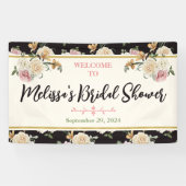 Zwart, Ivoor, Goud Bloemen Vrijgezellenfeest Welko Spandoek (Horizontaal)