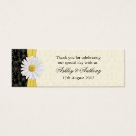Zwart, Ivoor, Goud Daisy Bruiloft Favor Labels Mini Visitekaartjes