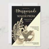 Zwart Ivoor Goud Glitter Masquerade Prom Kaart (Voorkant)
