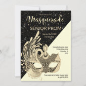 Zwart Ivoor Goud Sparkle Glitter Masquerade Prom Kaart (Voorkant)
