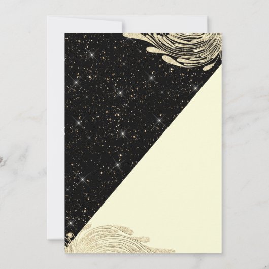 Zwart Ivoor Goud Sparkle Glitter Masquerade Prom Kaart (Achterkant)