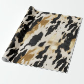 Zwart Ivoor Goud Western Koeienhuid Cadeaupapier (Uitgerold)