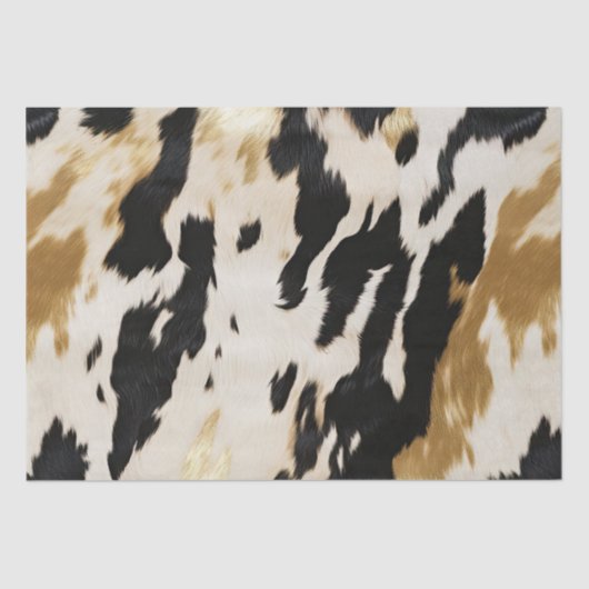 Zwart Ivoor Goud Western Koeienhuid Tissuepapier (Voorkant)