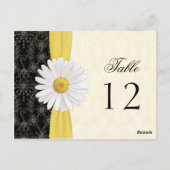Zwart, Ivoor, Goud, Witte Daisy Trouwtafel Kaart (Achterkant)