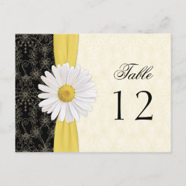 Zwart, Ivoor, Goud, Witte Daisy Trouwtafel Kaart