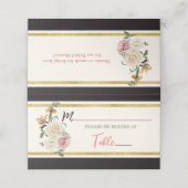 Zwart, Ivoor, Gouden Bloemachtige Bruidsdouche Plaatskaartje (Buitenkant ongevouwen)