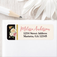 Zwart, Ivoor, Gouden Bloemen Retouradres