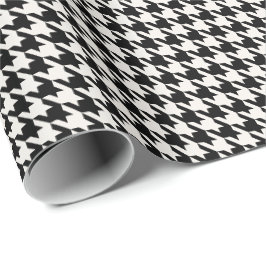 Zwart & Ivoor Houndstooth Patroon | Klassiek Cadeaupapier
