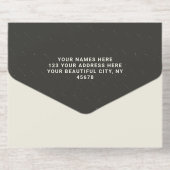 Zwart & Ivoor | Koel moderne elegante folie All In One Uitnodiging (Achterzijde)