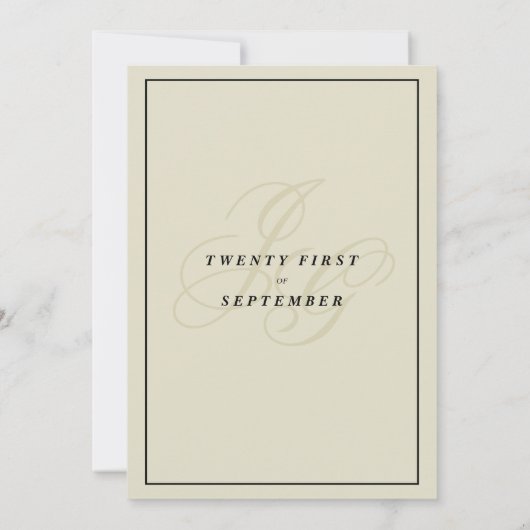 Zwart ivoor monogram initialen orchidee bruiloft kaart (Achterkant)