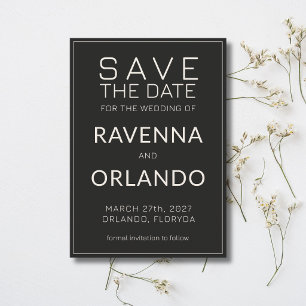 Zwart Ivoor Ouderwetse Tijdloze Bruiloft Save The Date