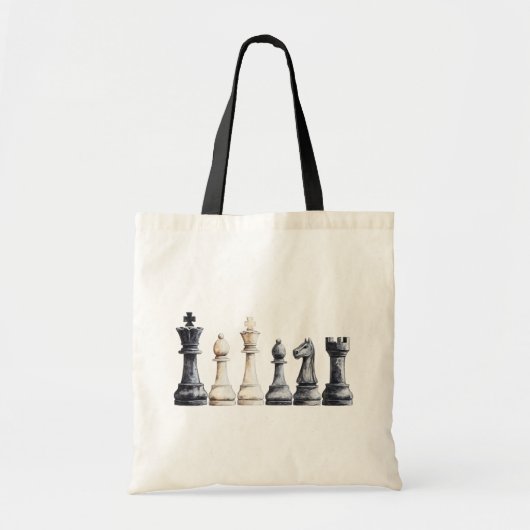Zwart Ivoor Schaakbord Tote Bag (Voorkant)