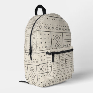 Zwart Ivoor Tribale Geometrische Patroon Moderne Bedrukte Rugzak