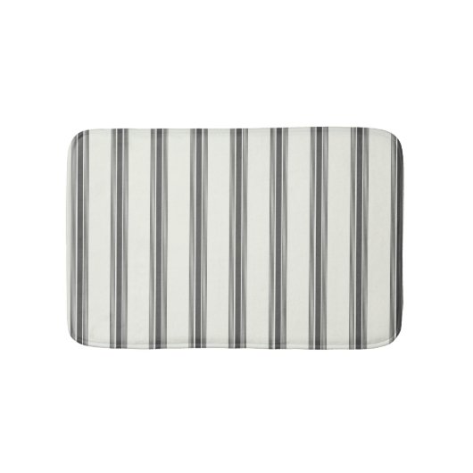 Zwart Ivoor Verticaal Streeppatroon Badmat (Voorkant)