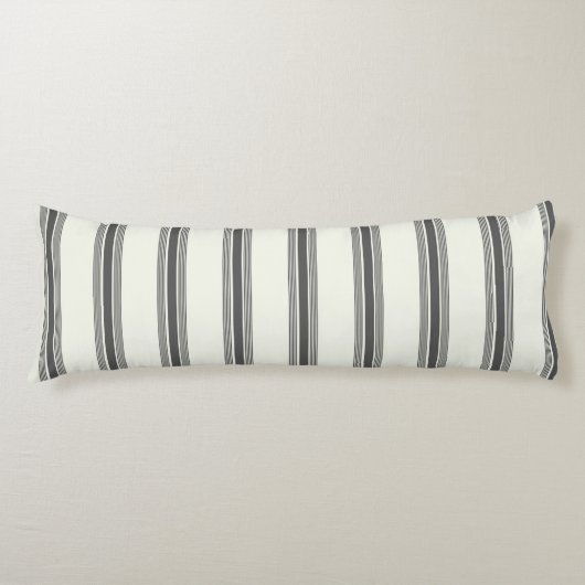 Zwart Ivoor Verticaal Streeppatroon Lichaamskussen (Voorkant)