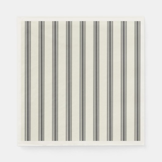 Zwart Ivoor Verticaal Streeppatroon Servet (Voorkant)