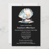 Zwart ivoor zeeschelp parel oester kuststrand kaart (Voorkant)