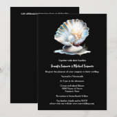 Zwart ivoor zeeschelp parel oester kuststrand kaart (Voorkant / Achterkant)