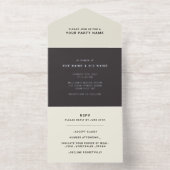 Zwart & Ivoorgewit | Koel moderne elegante folie All In One Uitnodiging (Binnenkant)