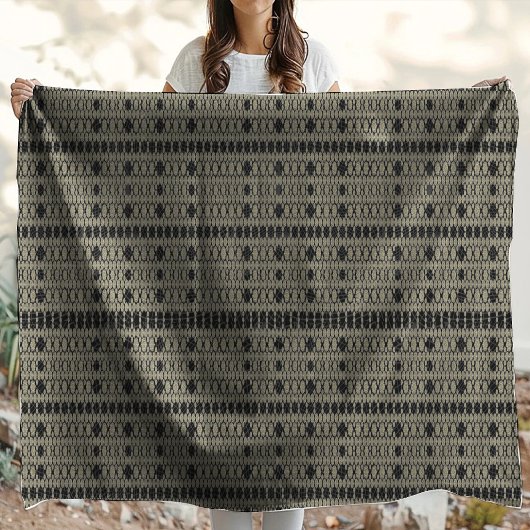 Zwart Ivoorwit Modern Hexa Fleece Deken