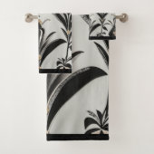 Zwart & Ivory Art Deco Bloem Bad Handdoek Set (Insitu)