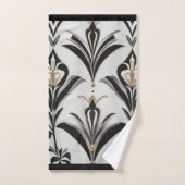 Zwart & Ivory Art Deco Bloem Bad Handdoek Set (Handdoek)