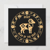 Zwart jaar van de Geit 2027 Feestdagenkaart (Voorkant)
