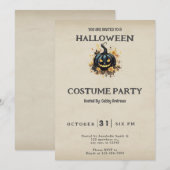 Zwart Jack-O' Lantaarn  Halloween Kostuum Kaart (Voorkant / Achterkant)