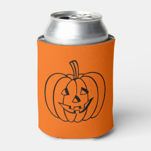Zwart Jack-O-Lantern Halloween Pumpkin op Sinaasap Blikjeskoeler