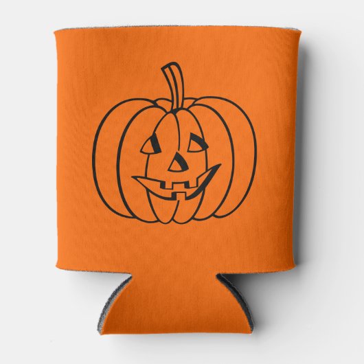 Zwart Jack-O-Lantern Halloween Pumpkin op Sinaasap Blikjeskoeler (Voorkant)