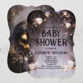Zwart Jackolantern Halloween Baby shower Kaart (Voorkant / Achterkant)