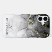 Zwart Jade Waterverf Ink  iPhone Hoesje (Achterkant horizontaal)