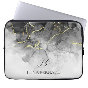 Zwart Jade Waterverf Ink Laptop Sleeve