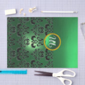 ZWART JADEN GROEN DAMAST EDLESTEEN MONOGRAM Bloem Tissuepapier (Craft)