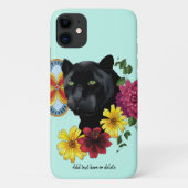 Zwart Jaguar Portret Bloemen Case-Mate iPhone Case (Achterkant)