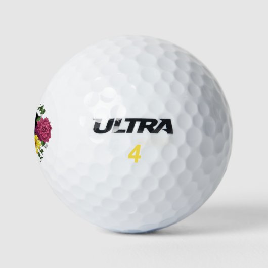Zwart Jaguar Portret Bloemen Golfballen (Logo)