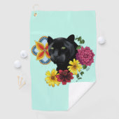 Zwart Jaguar Portret Bloemen Golfhanddoek (Insitu)