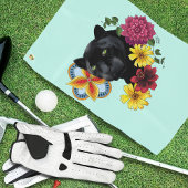 Zwart Jaguar Portret Bloemen Golfhanddoek