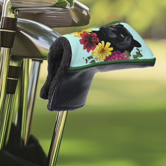 Zwart Jaguar Portret Bloemen Golfheadcover