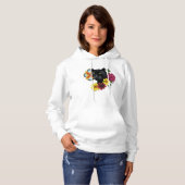 Zwart Jaguar Portret Bloemen Hoodie (Voorkant volledig)