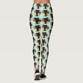 Zwart Jaguar Portret Bloemen Leggings (Achterkant)