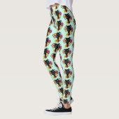 Zwart Jaguar Portret Bloemen Leggings (Links)