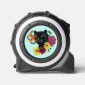 Zwart Jaguar Portret Bloemen Rolmaat (Voorkant)