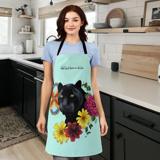 Zwart Jaguar Portret Bloemen Schort