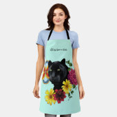 Zwart Jaguar Portret Bloemen Schort (Gedragen)